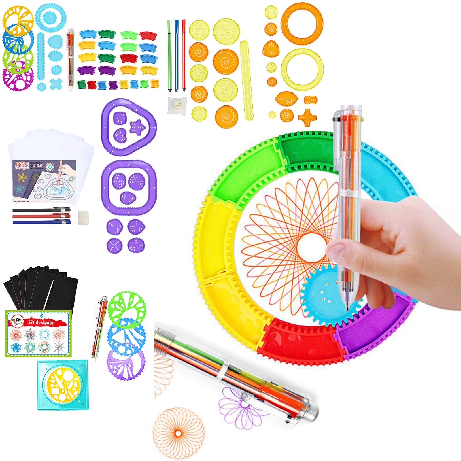 Kids Education Drawing - カラフルなスパイログラフセット子供用マジックアート描画キット幾何学テンプレート定規教育知的文具ギフト
