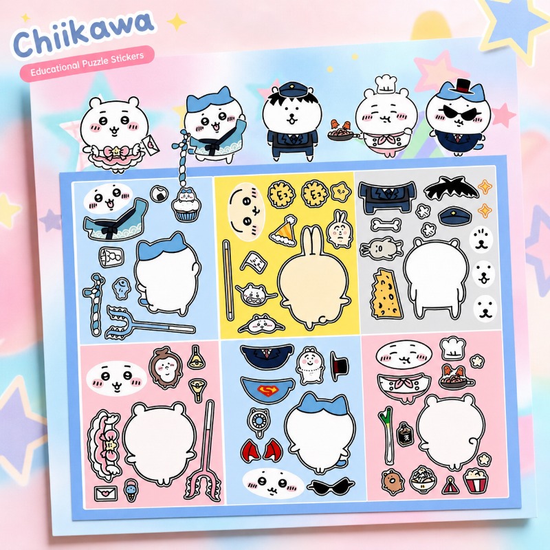 Kids Education Learn Tv - アニメちいかわ教育パズルステッカー強粘着防水厚紙DIYクラフト学習ステッカー子供向け就学前