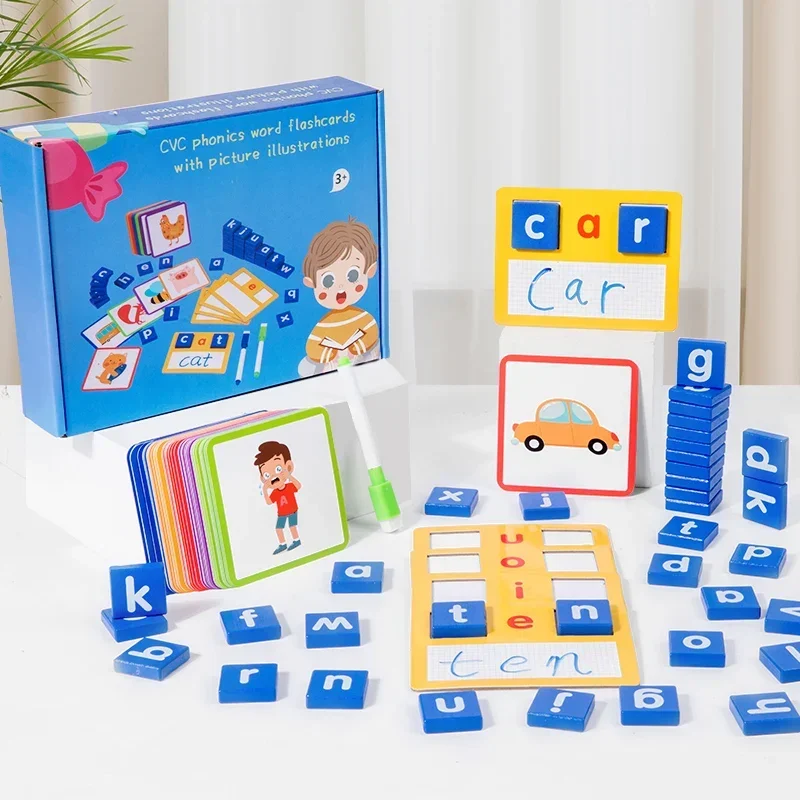 Kids Education Words - 子供向け単語書きとスペル練習フラッシュカード 幼稚園 ホームスクール用品 単語読みゲーム モンテッソーリ教育玩具