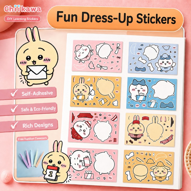 Kids Education Learn Tv - かわいいちいかわ教育パズルステッカー強粘着厚紙DIY手作りクラフト学習ステッカー子供のための就学前