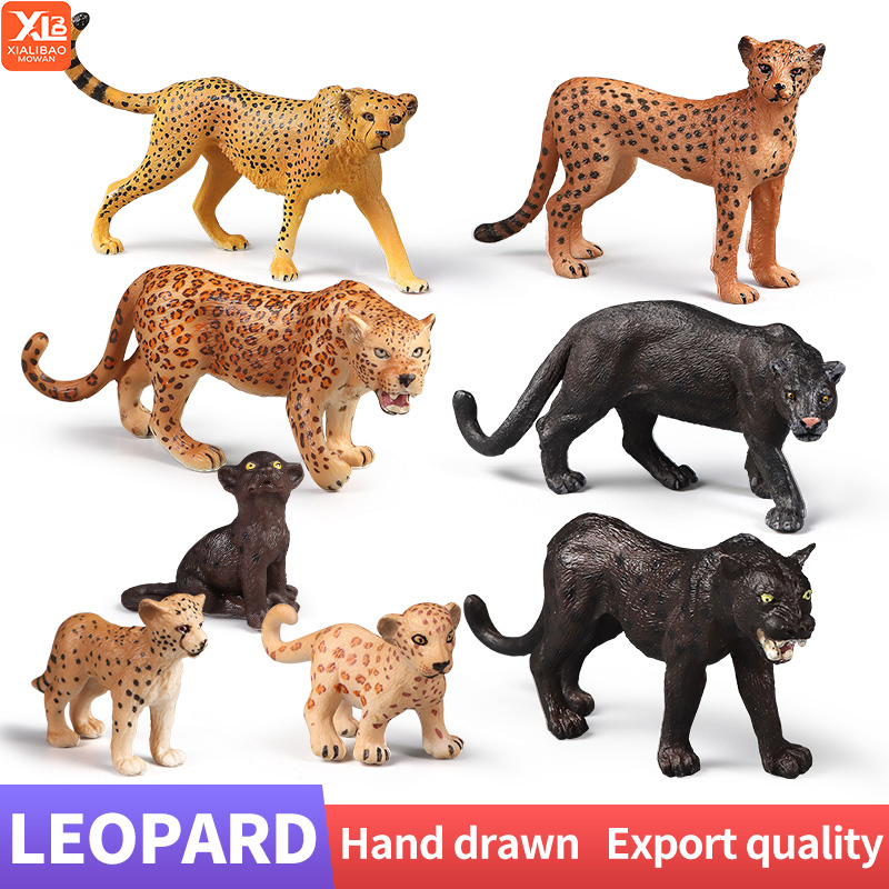 Kids Education Learn Tv - 教育用模擬野生動物フィギュアセット - チーターとブラックパンサーのアクションモデル、子供の装飾と学習ギフト用