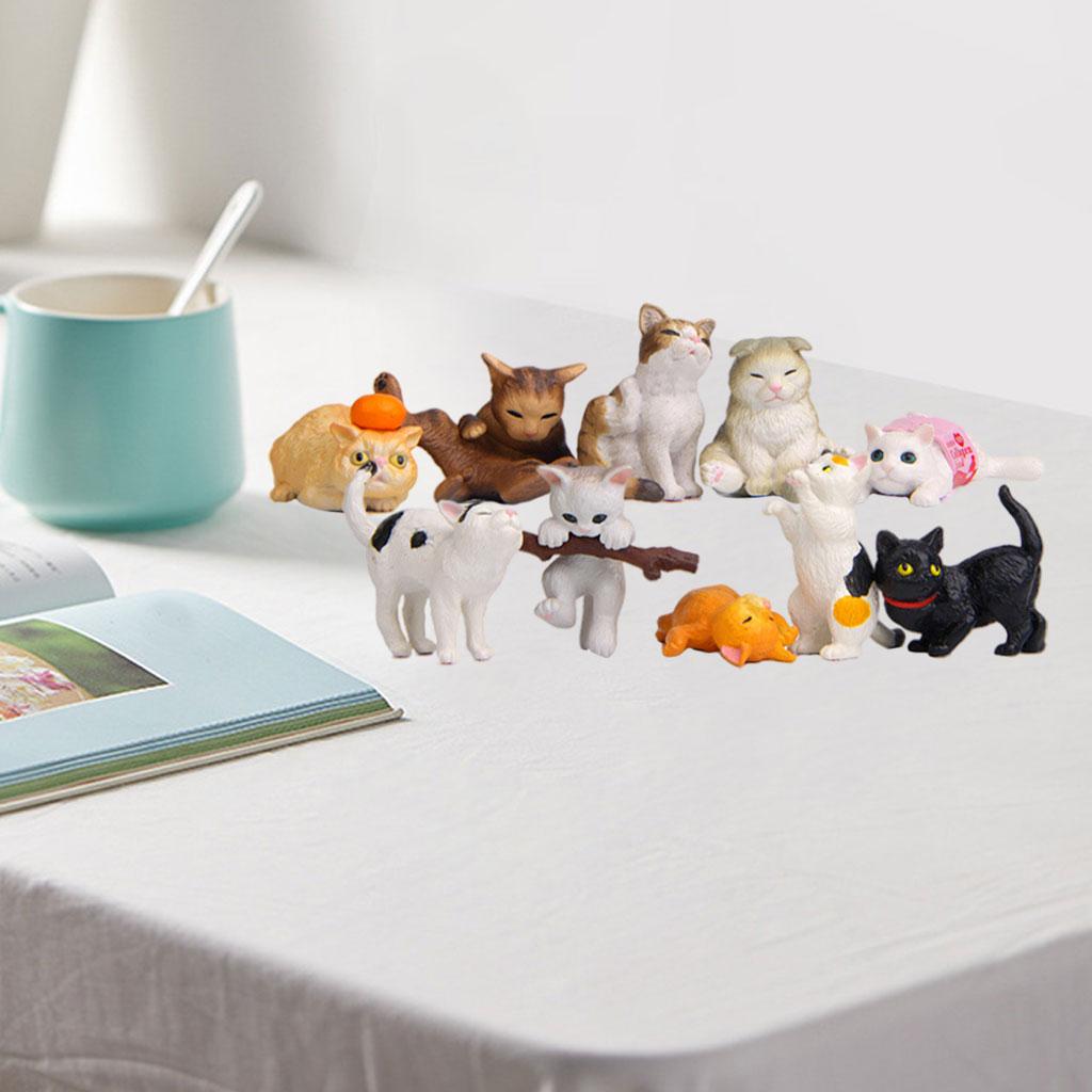 Kids Education Learn Tv - 10 個の PVC 猫フィギュア像動物ミニチュア置物モデル教育学習玩具子供のためのコレクターズアイテム