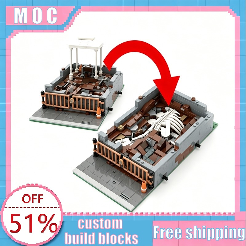 Kids Education Sites - 761 個恐竜ステゴサウルス化石発掘現場 MOC シティストリートビュービルディングブロックモデル組み立て教育玩具子供のためのギフト