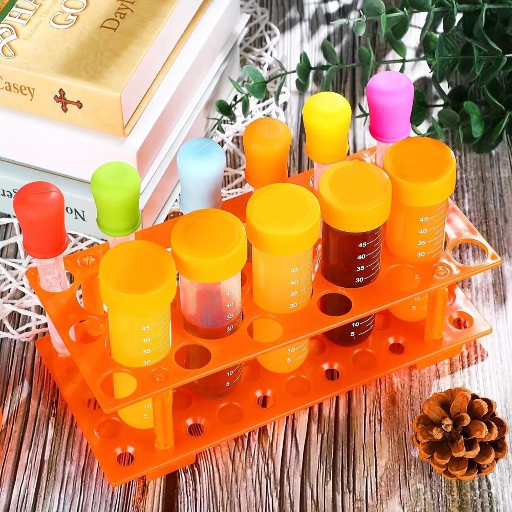 Kids Education Youtube - 学習用子供用試験管 教育スキル開発 プラスチック製スポイト 遠心分離管ホルダー カラフルな科学試験管