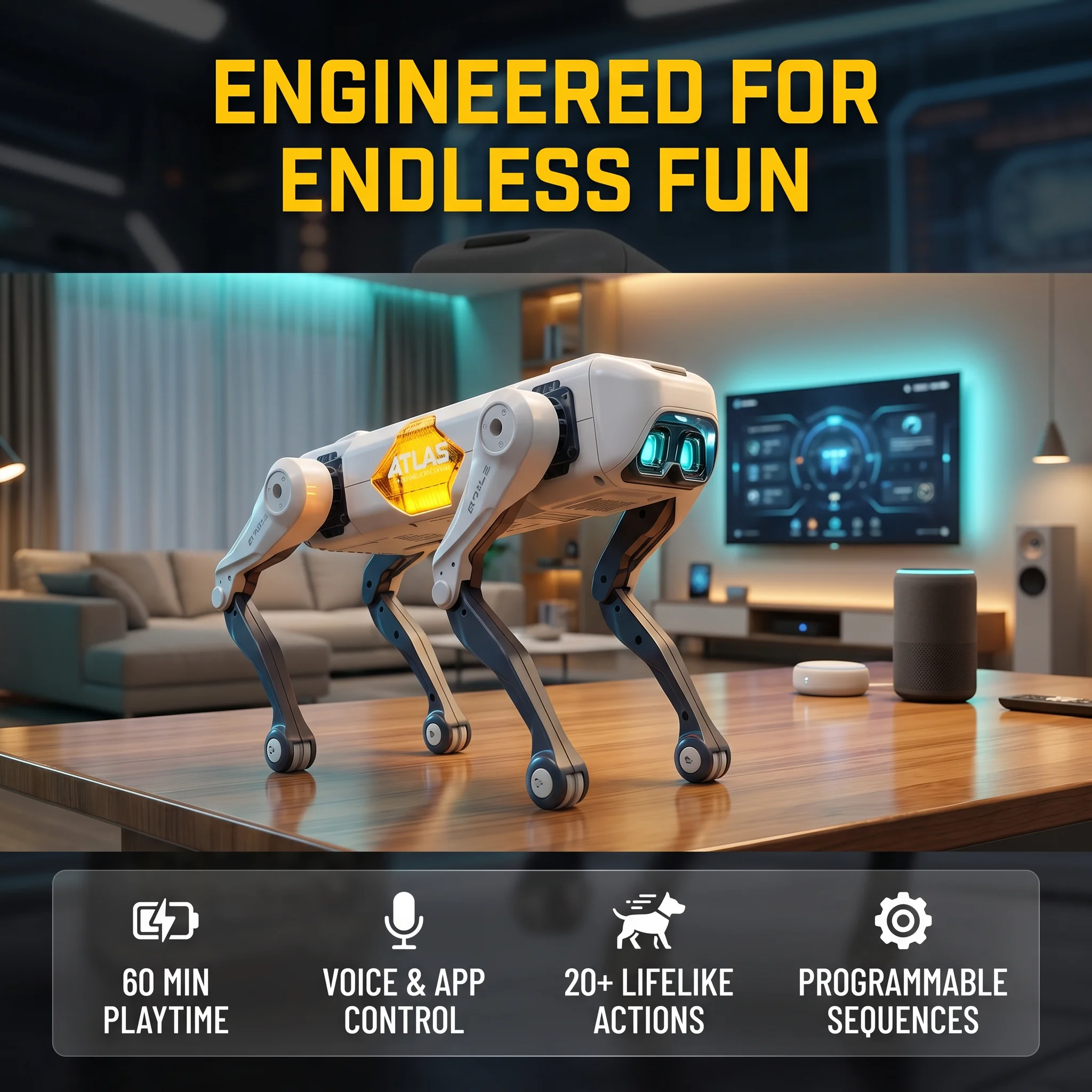 Kids Education App - AIスマートロボット犬、音声＆アプリ制御、プログラミング、ダンス、歌、1200mAhバッテリー搭載、子供向けギフト＆コンパニオン