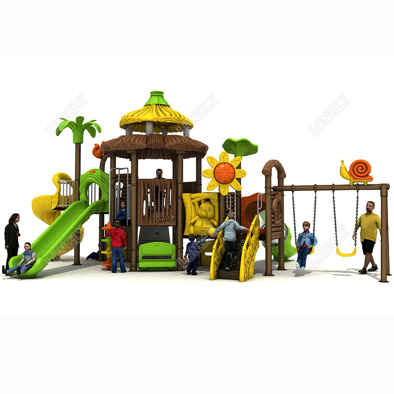 Kids Education And Recreation - 商業用古代風子供用遊具施設、教育用庭園屋外レクリエーション用プラスチック製滑り台とブランコ