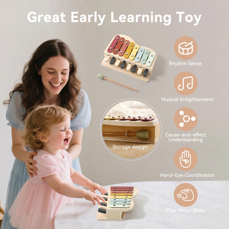 モンテッソーリ木製ピアノおもちゃカラーキー幼児向け早期学習楽 - Kids Education Learn Tv のレビューと価格