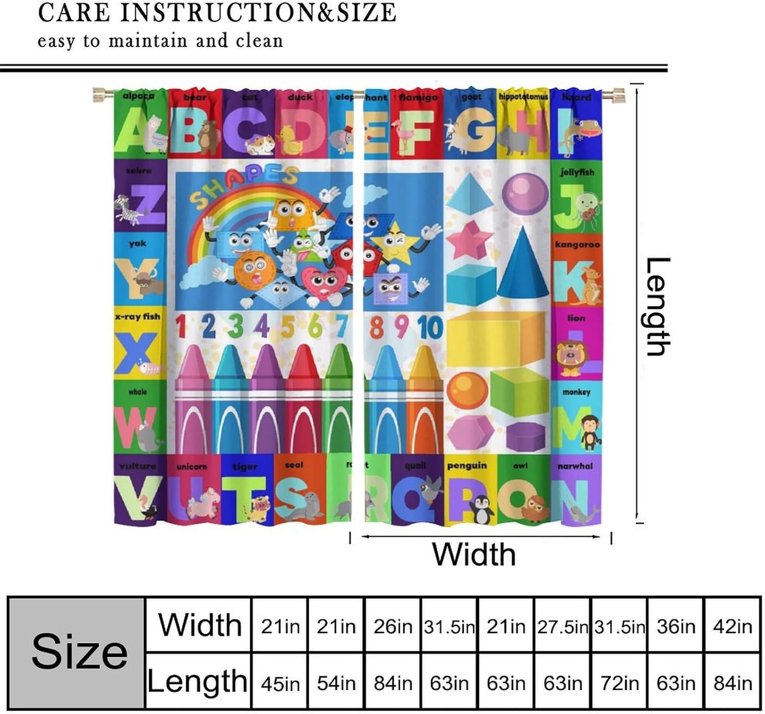 カラフルなABC教育カーテン、漫画のアルファベット動物、数学 - Kids Education Youtube のレビューと価格