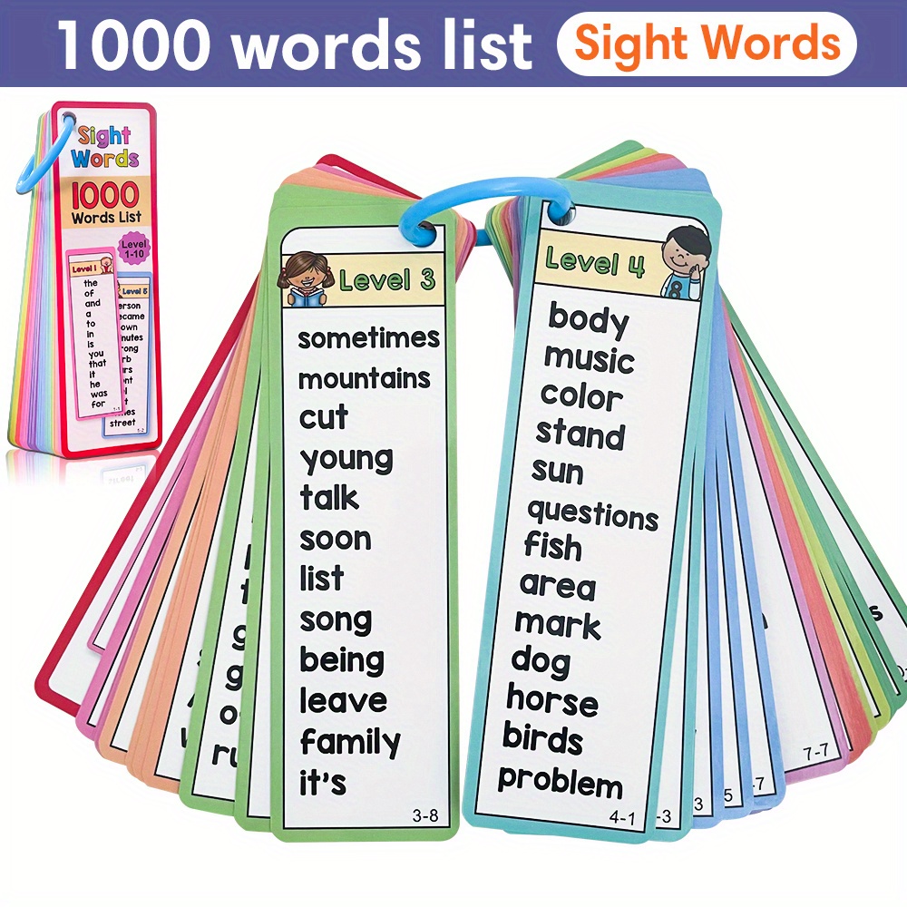 6歳から10歳のお子様向け、1000個の視覚単語フラッシュカ - Kids Education Words のレビューと価格