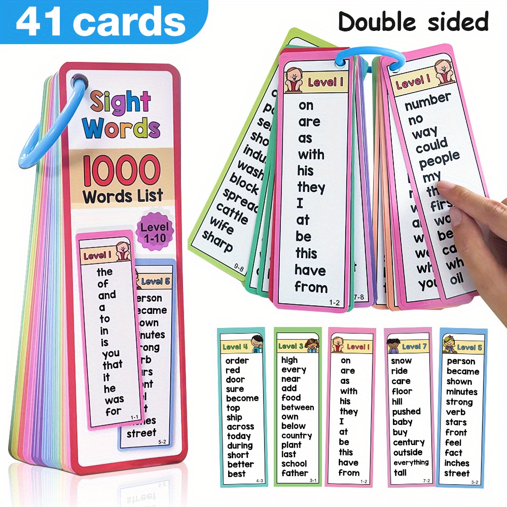 6歳から10歳のお子様向け、1000個の視覚単語フラッシュカ - Kids Education Words のレビューと価格