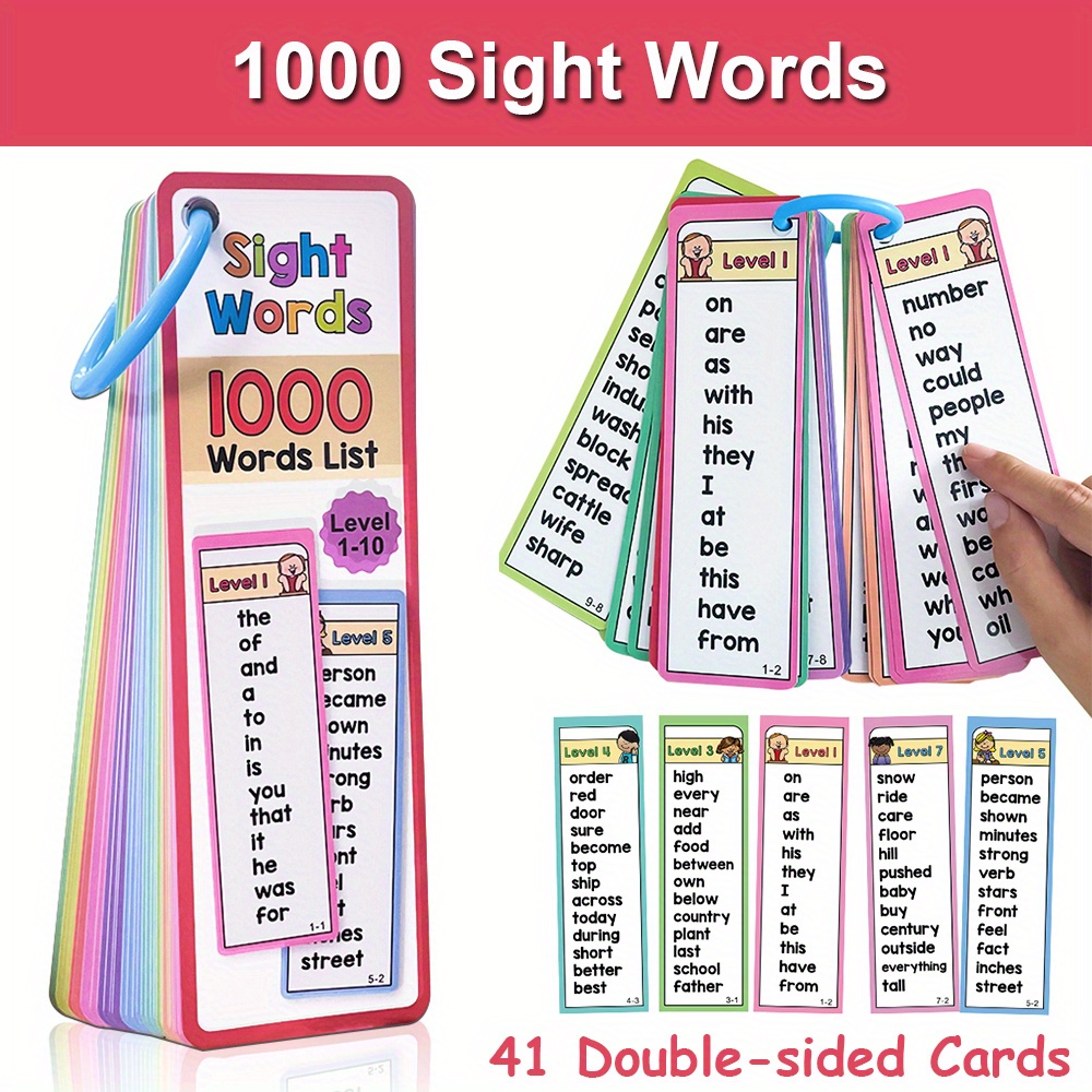 6歳から10歳のお子様向け、1000個の視覚単語フラッシュカ - Kids Education Words のレビューと価格