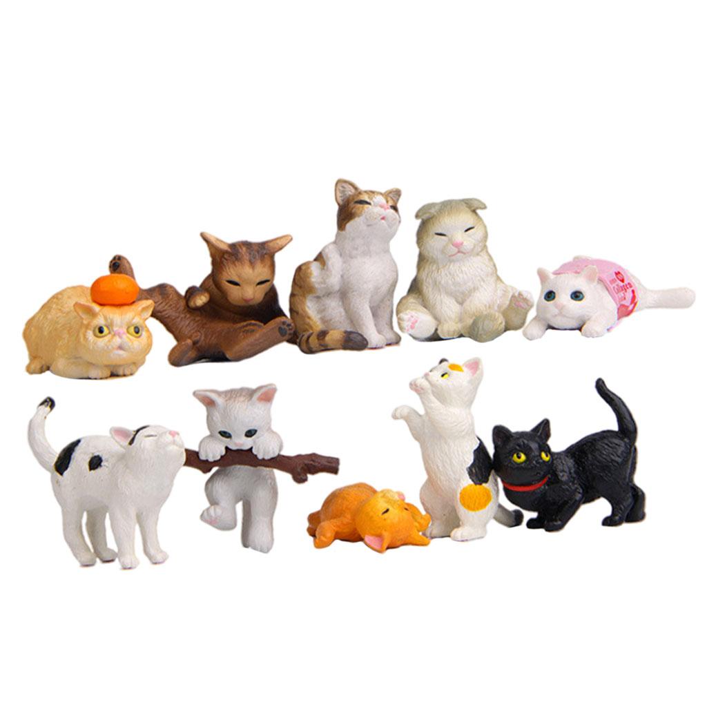 10/セット愛らしい猫のフィギュア像動物ミニチュア置物教育学 - Kids Education Learn Tv のレビューと価格