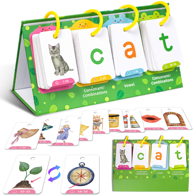 子供向けCVC単語フラッシュカード フォニックスフリップチャ - Kids Education Words のレビューと価格