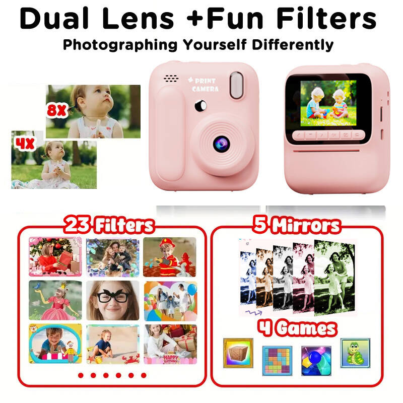 子供インスタントカラー印刷カメラ 1080P カラフルな写真 - Kids Education App のレビューと価格