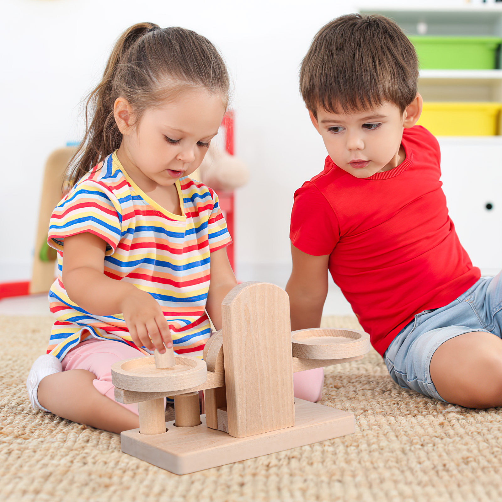 木製バランススケール1セット 子供向け創造的教育玩具 数値計 - Kids Education Calculator のレビューと価格